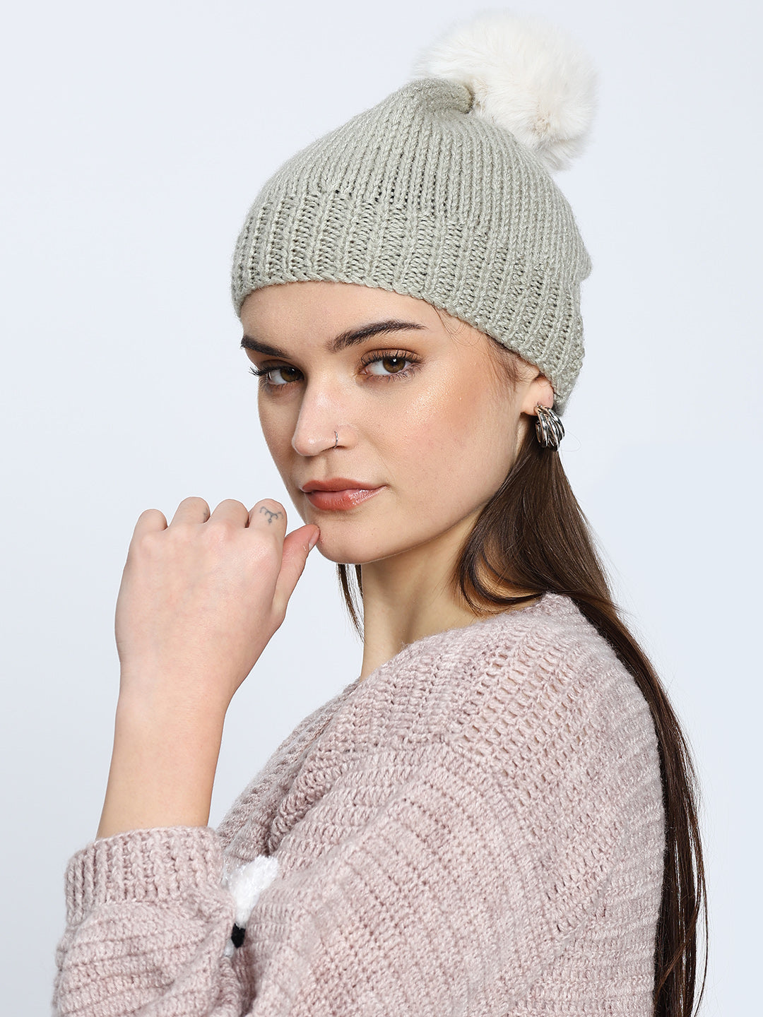 Grey Heart Beanie