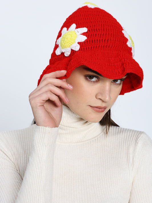 Red Daisy Beanie