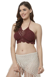 Coffee brown halter top - SUGERCANDY