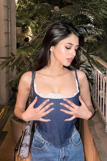 Denim Chic Corset - SUGERCANDY