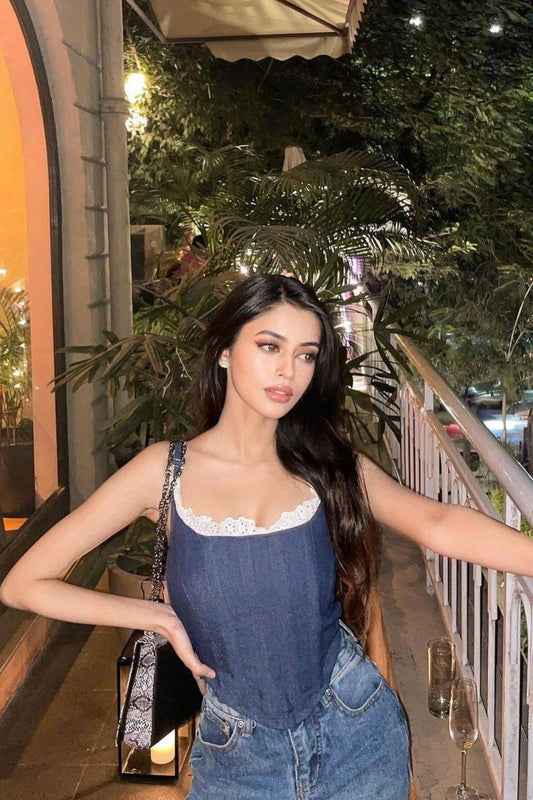 Denim Chic Corset - SUGERCANDY