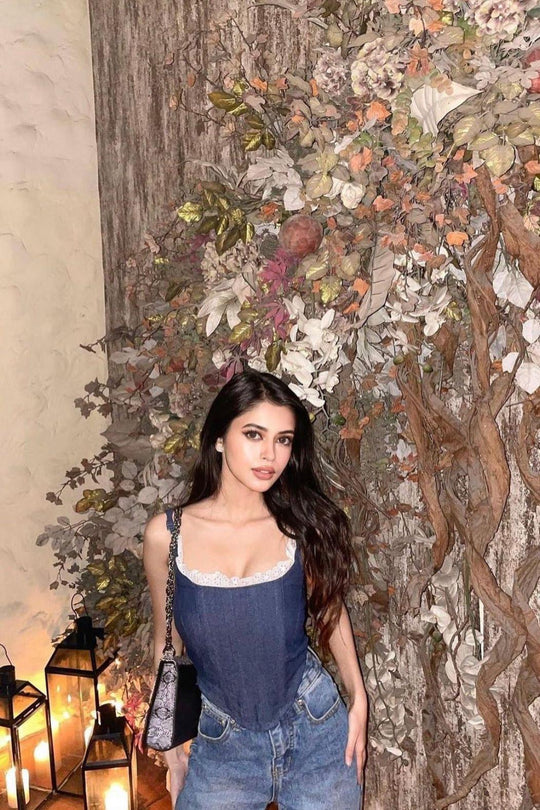 Denim Chic Corset - SUGERCANDY