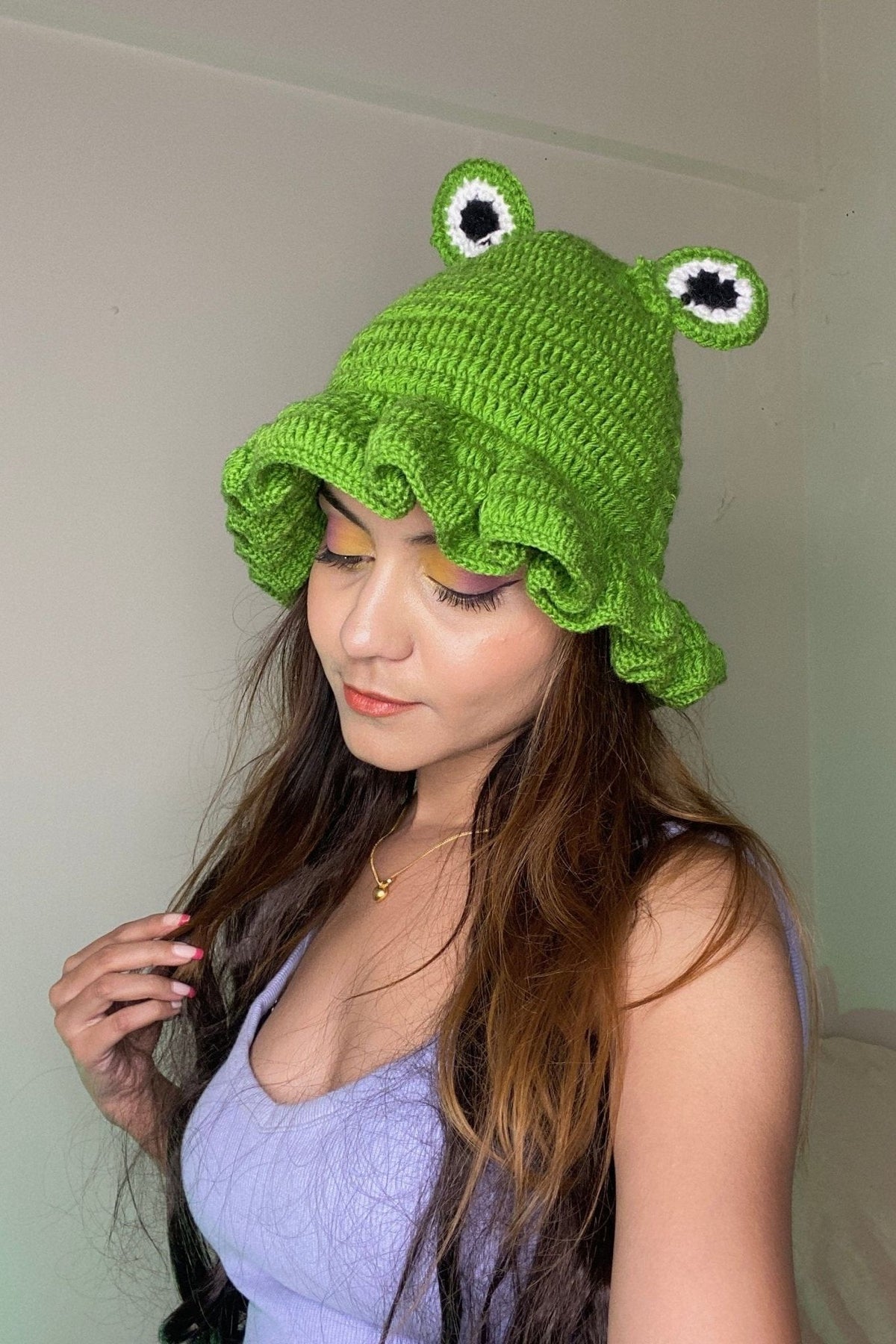 Frog Crochet Bucket Hat - SUGERCANDY