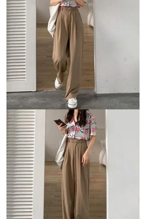 Korean Baggy Pants Women 2023 New Style Draping Straight Wide Leg Trousers  High Waist Loose Office Suit Pants XS-2XL - AliExpress