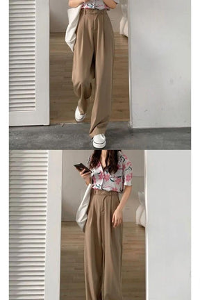 Korean Style Suit Pants Women's Autumn 2022 Solid Color Loose Wide Leg Pants  Casual Streetwear High Waist Straight Trousers - Pants & Capris - AliExpress