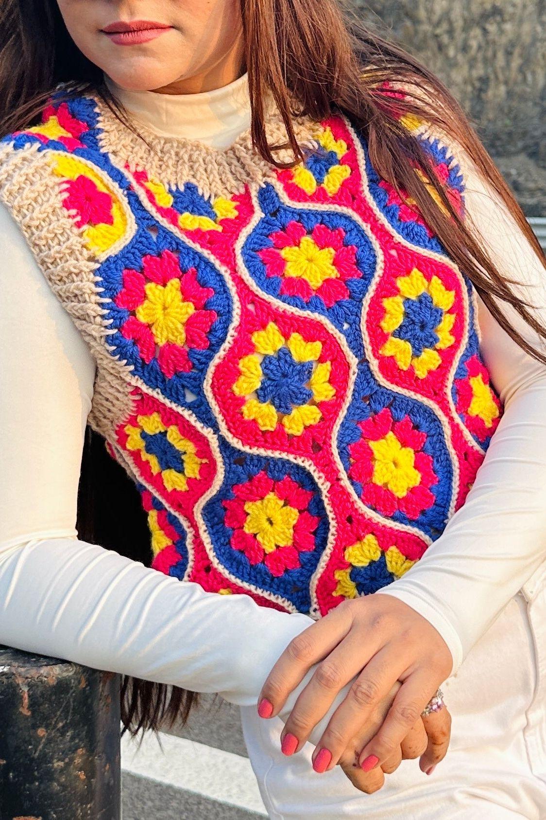 Multicoloured crochet waist - SUGERCANDY