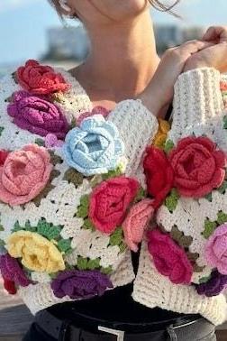 Multicoloured rose garden sweater - SUGERCANDY