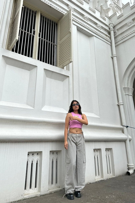 Pink lazy teddy back cut cami top - SUGERCANDY