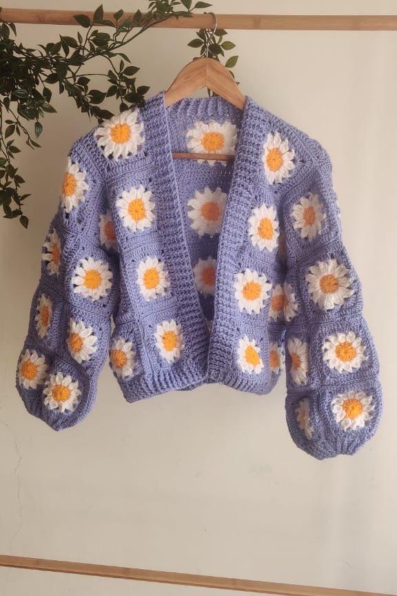Purple picnic crochet cardigan - SUGERCANDY