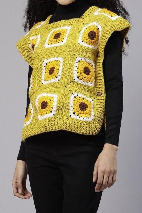 Side tie yellow daisy cardigan - SUGERCANDY