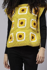 Side tie yellow daisy cardigan - SUGERCANDY